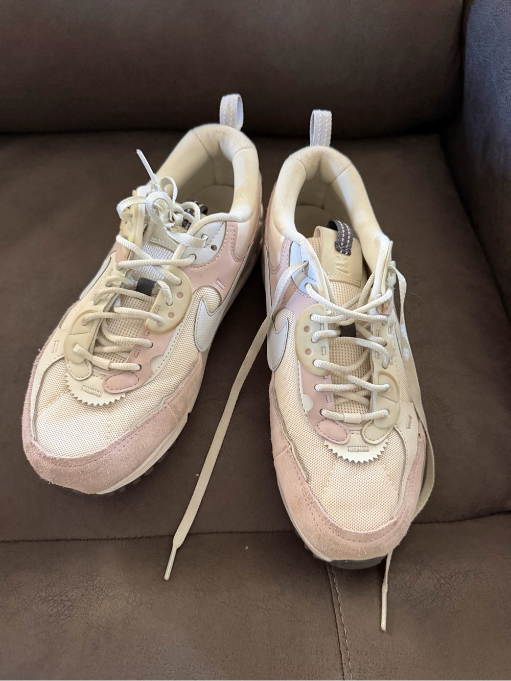 Nike Women's Pink and Cream Retro Runner Sneakers